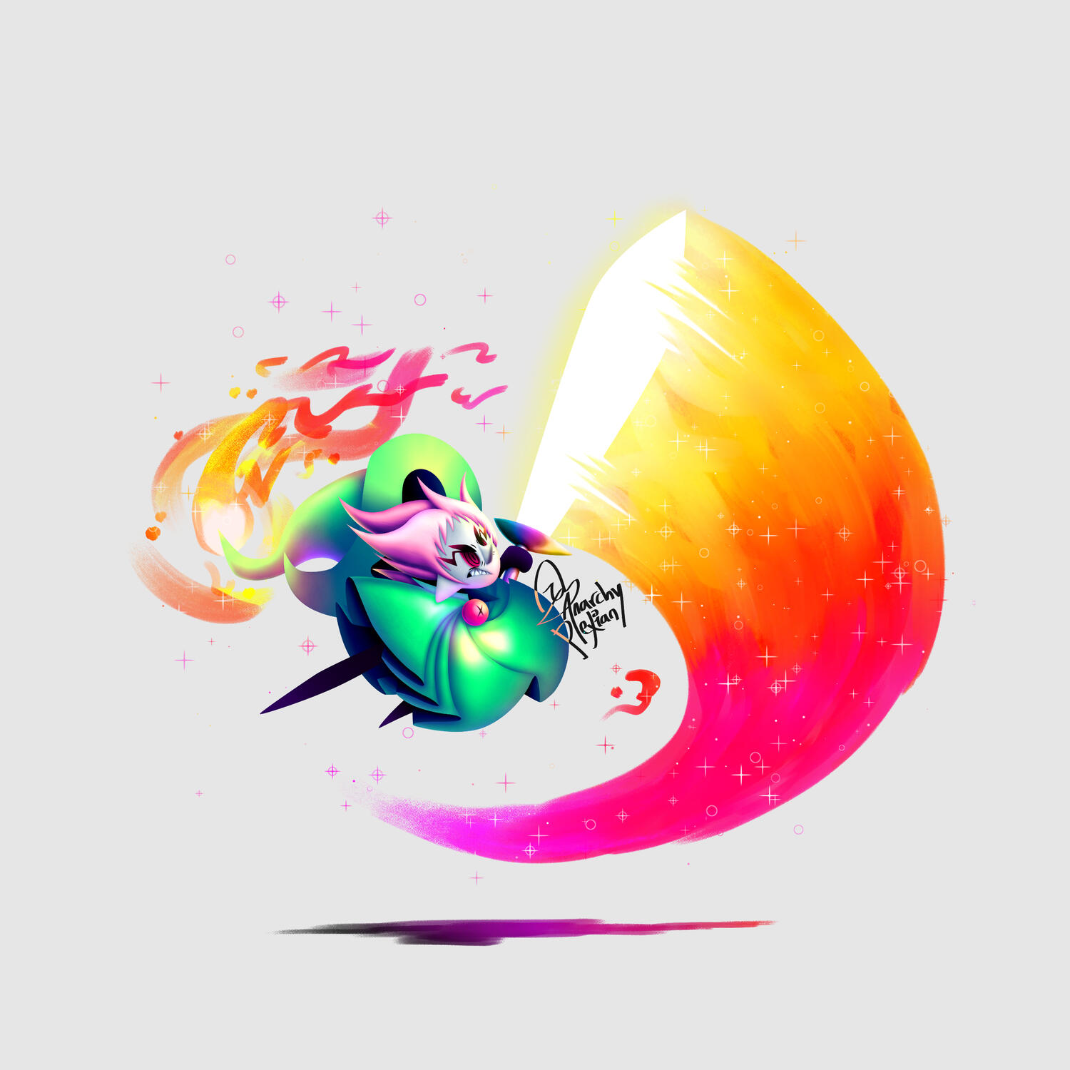 Lyressa with giant flaming sword